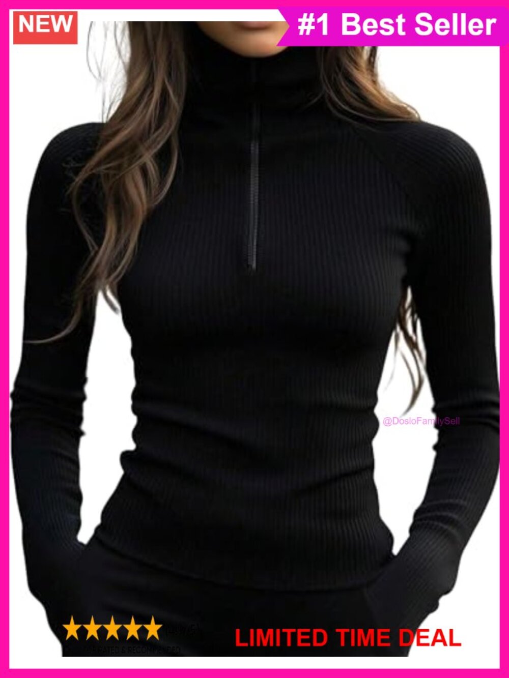 Womens Quarter Zip Mock Neck Pullover Sweater Ribbed Knit Slim Fit